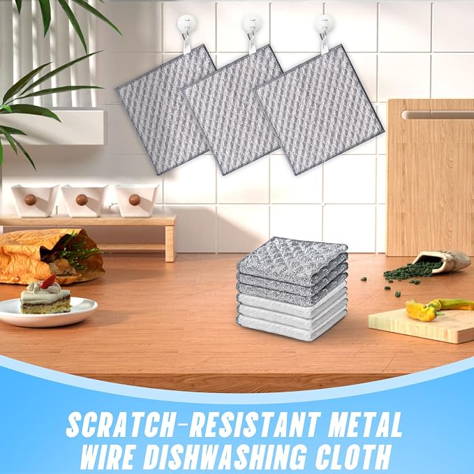 Wangjinpeng 10PK 4-Layer Non-Scratch Wire Dishcloths, 7.87 x 7.87 in - Image 7