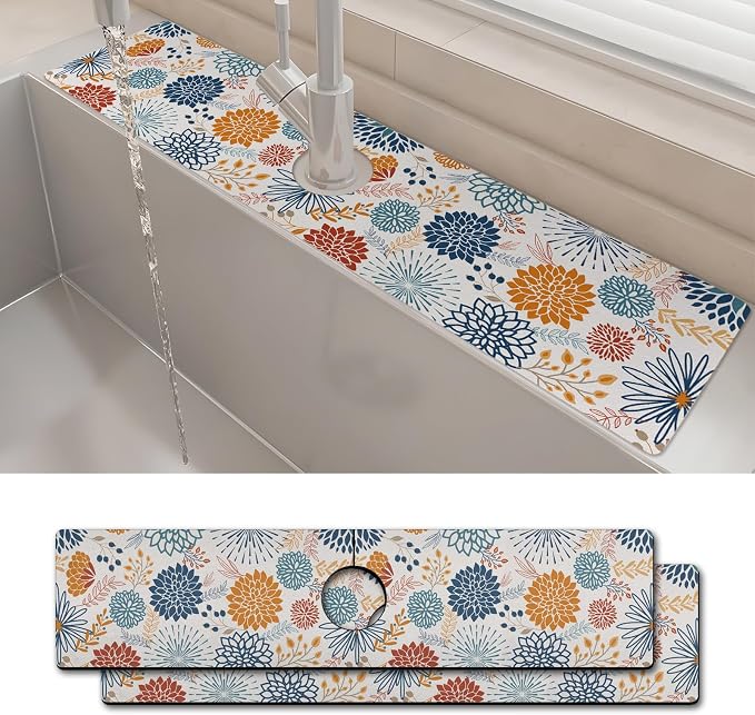 2PCS 24" X 5.5" Kitchen Sink Splash Guard Faucet Mat Mandala Super Absorbent by Unknown