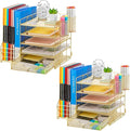 Marbrasse Desk Organizer with File Holder, 5-Tier Paper Letter Tray Organizer by Marbrasse