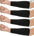 Neer 4 Pair Protective Arm Sleeves for Thin Skin Anti-Cut Burn Resistant Cover Forearm Sleeve for Cooking Construction(Black, 7.9 Inch)