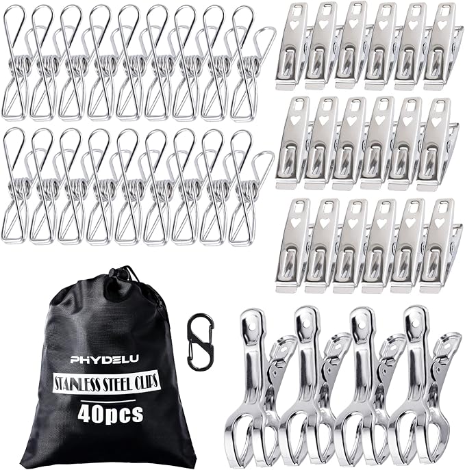 Clothes Pins Metal Stainless Steel Clothespins Laundry Pin Bag Photo Clips | by %E2%97%8FYourmostsincerefriend