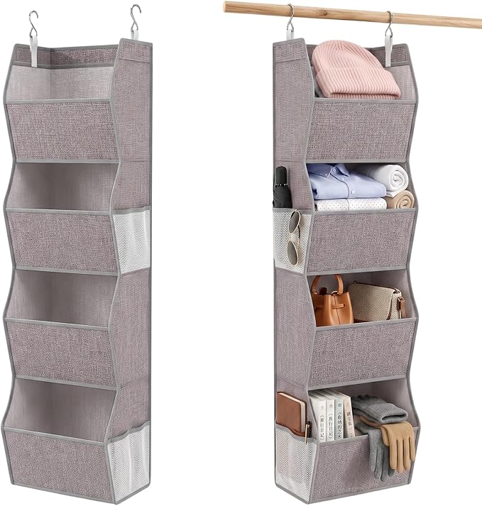 Hanging Closet Organizer 4-Shelf Wide Trapezoid, Heather Grey | Hanging Clothes by coastalrose