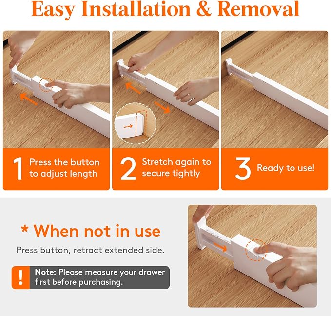 Lifewit 2.36" Upgrade Kitchen Drawer Dividers, Adjustable Drawer Organizer | - Image 6