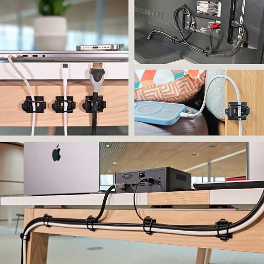 30-Pack Adjustable Elastic Self-Adhesive Cable Tidy Clips, Cable Management - Image 3