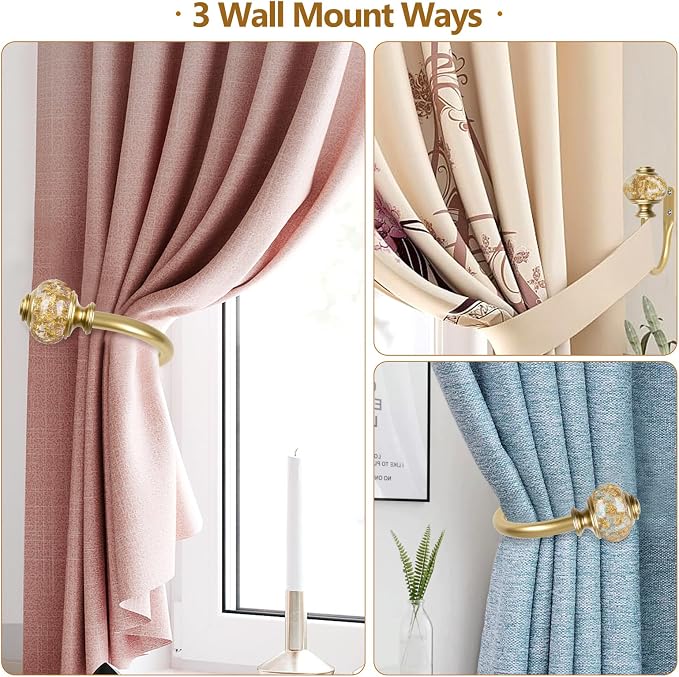 USFOOK Gold Curtain Holdbacks, Decorative Drapery Tiebacks, 2 Pack/1 Pair | - Image 5