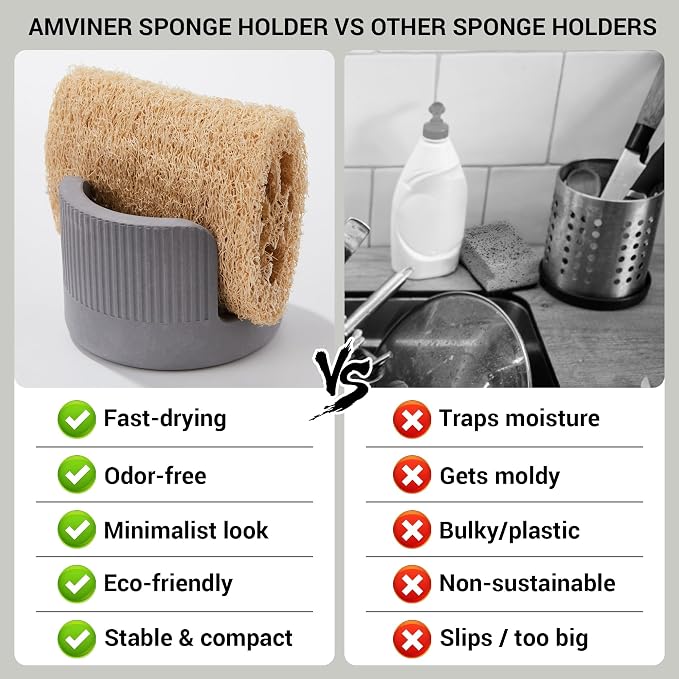Quick Drying Diatomite Stone Sponge Holder, Compact Sponge Caddy - Image 9