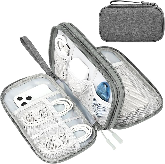 FYY Electronic Organizer, Travel Tech Pouch Bag, Dark Grey | Wrist Strap by FYY