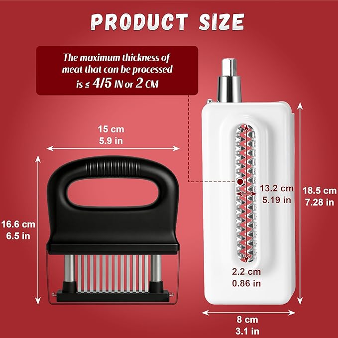 Meat Tenderizer Attachment for KitchenAid Stand Mixer, 2-in-1 Kit with 48 Blades & Handheld Tool, Professional Meat Cuber & Mallet for Steak, Beef, Chicken, Easy to Use & Clean, Dishwasher Safe