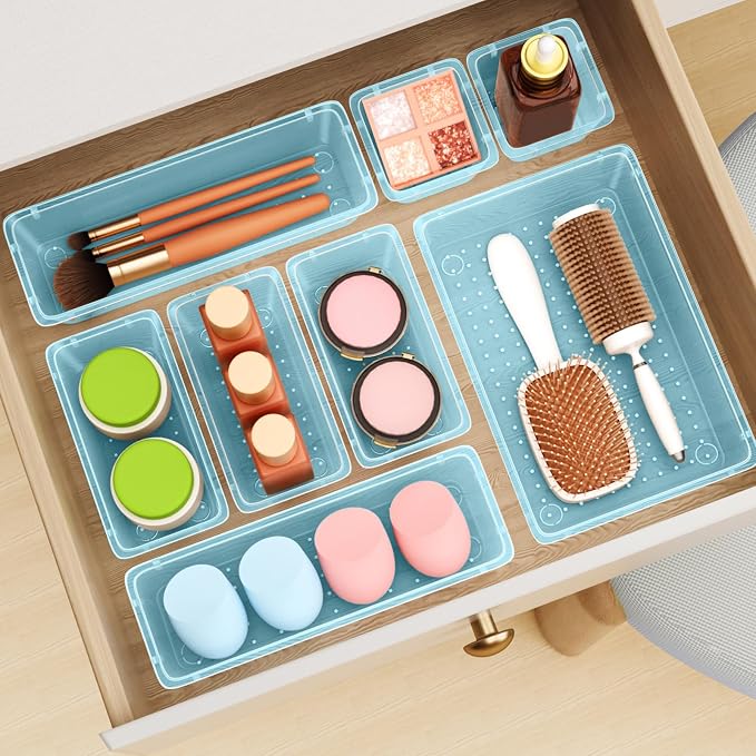 ElegantArray 12 PCS Drawer Organizer Set, Makeup Organizers, Sea Blue | 4 Sizes - Image 8