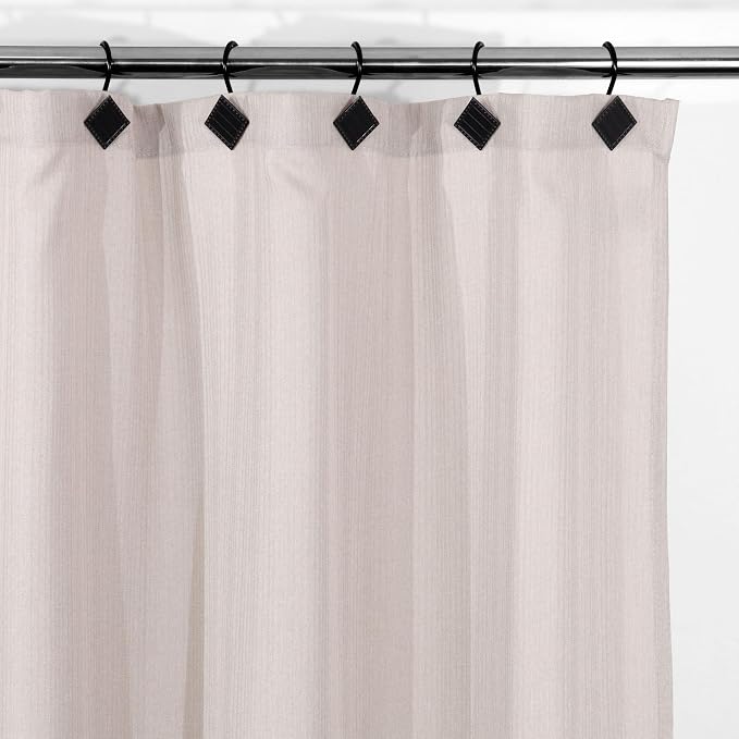 Matte Black Shower Curtain Hooks: 12PCS Geometric Bathroom Curtain Rings | - Image 6