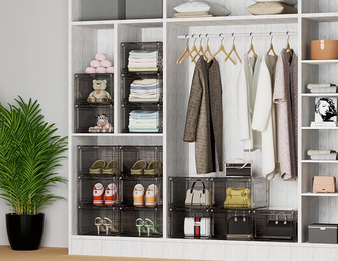 HOMIDEC Shoe Storage, 8 Pack Shoe Organizer Clear Hard Plastic Shoe Box - Image 7