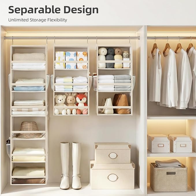 STORAGE MANIAC 6-Shelf Hanging Closet Organizer and Storage, 2 Separable - Image 4