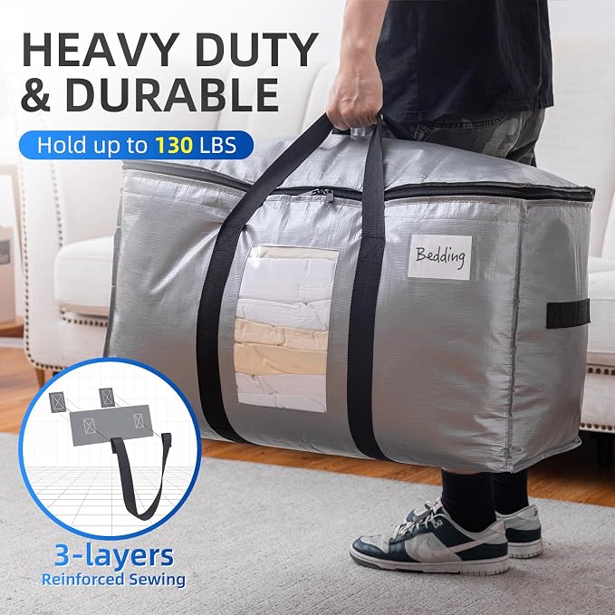 TAILI 8 Pack Silver Extra Large Moving Bags, Storage Bag - Image 5