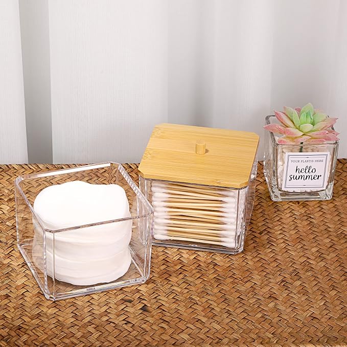 Hipiwe Clear Q-tip Dispenser Holder Acrylic Bathroom Containers - Image 5