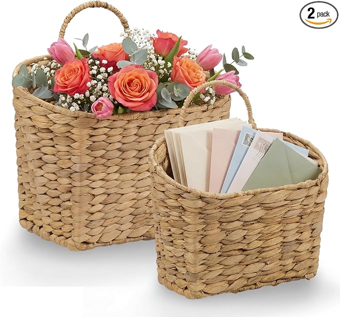 84ECO Set of 2 Wicker Hanging Baskets by 84ECO