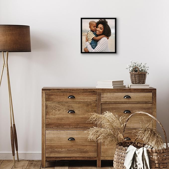 Americanflat 12x12 Picture Frame with Polished Plexiglass - Streamline Collection - Thin Border Square Frame for Wall Display - Hanging Hardware Included - Black