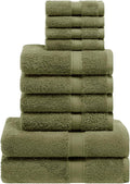 Superior Egyptian Cotton Plush Absorbent, 10 Piece Set, Forest Green | Quick Dry by SUPERIOR