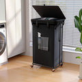 100L Laundry Hamper with Lid & Wheels, Rolling Laundry Basket with Bag by OLLDIDE