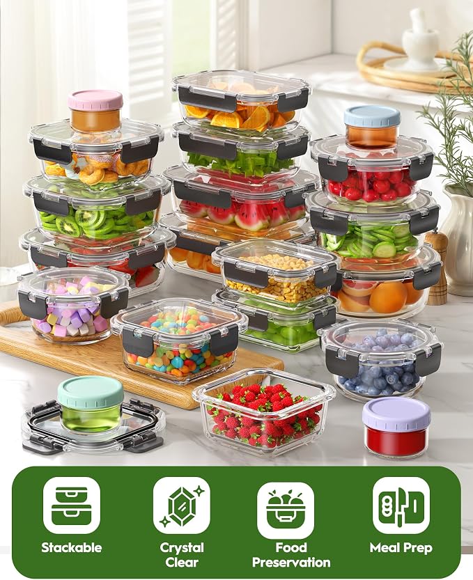 Canfanni 40 Piece Glass Food Storage Containers - Image 7