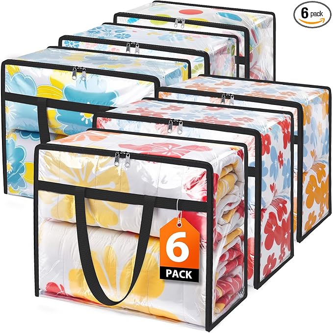 SpaceTrove Clear Storage Bags, foldable waterproof moving bags store comforters by Unknown