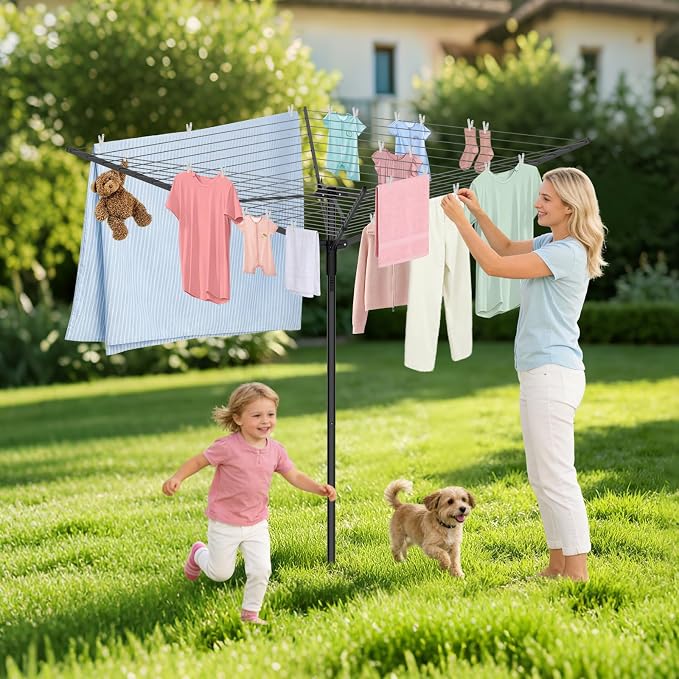 BAKON Heavy Duty Clothesline Outdoor, 40M Rotary Adjustable Tension Umbrella - Image 4
