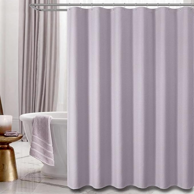 Dynamene Extra Long Waffle Shower Curtain 256 GSM Fabric 72"x84" Lavender - Image 6