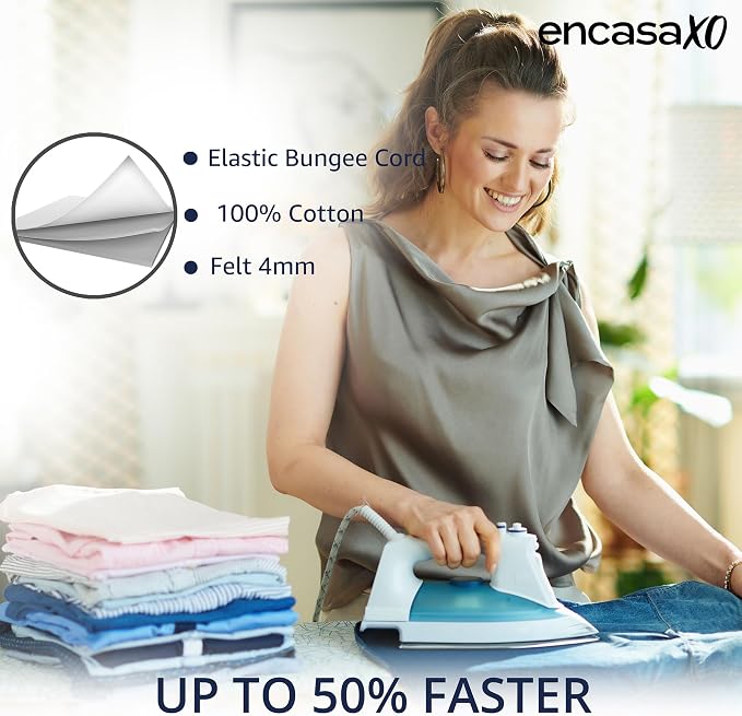 Encasa XO Ironing Board Cover and Pad, Medium 42"x14" - Image 4