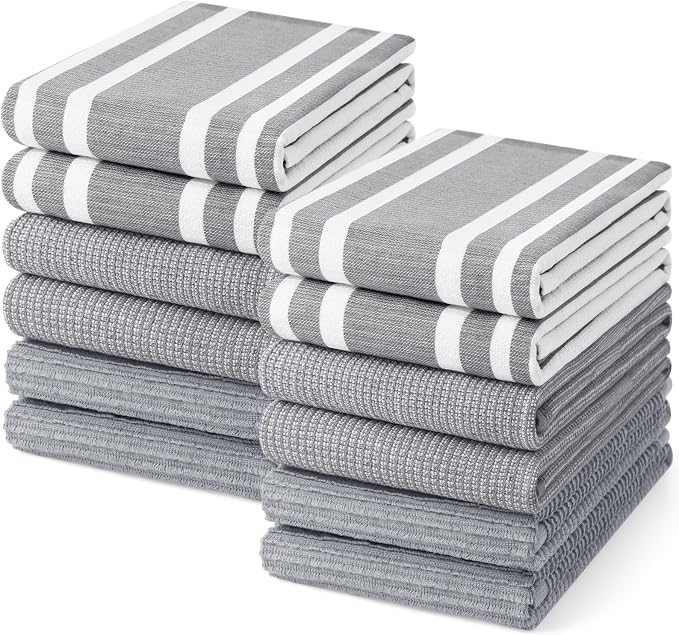 Homaxy Cotton 380 GSM Premium Kitchen Towels, 12 Pack by Homaxy