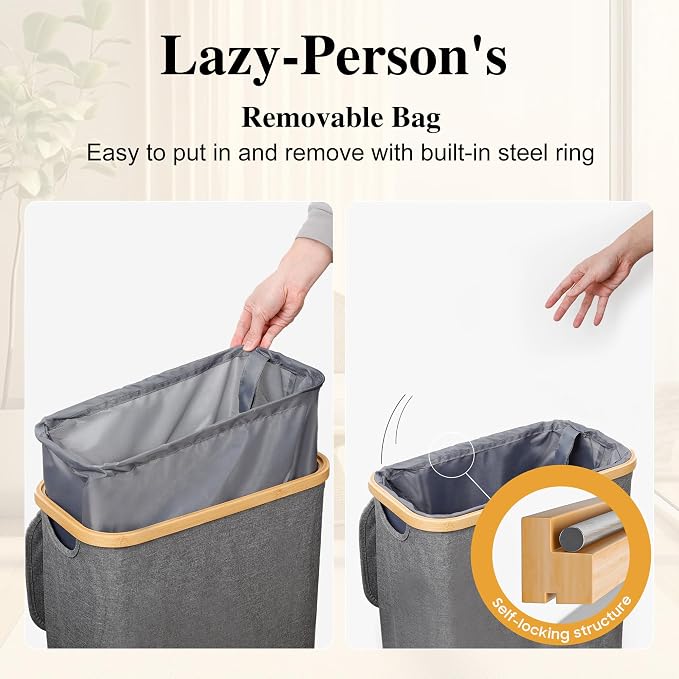 Foluck Slim Laundry Hamper, 60L Waterproof Narrow Laundry Basket - Image 3