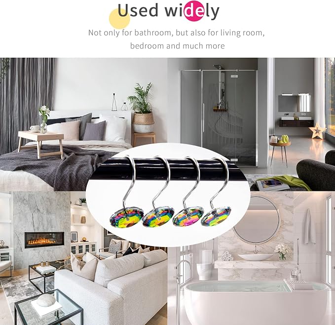Colorful Diamond Crystal Bling Shower Curtain Hooks Rings - Image 6