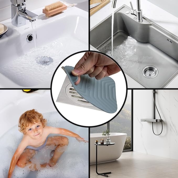 Shower Drain Cover Tub Stopper, 2 Pieces Sewer Anti-Odor Mat Deodorizing Drain - Image 7