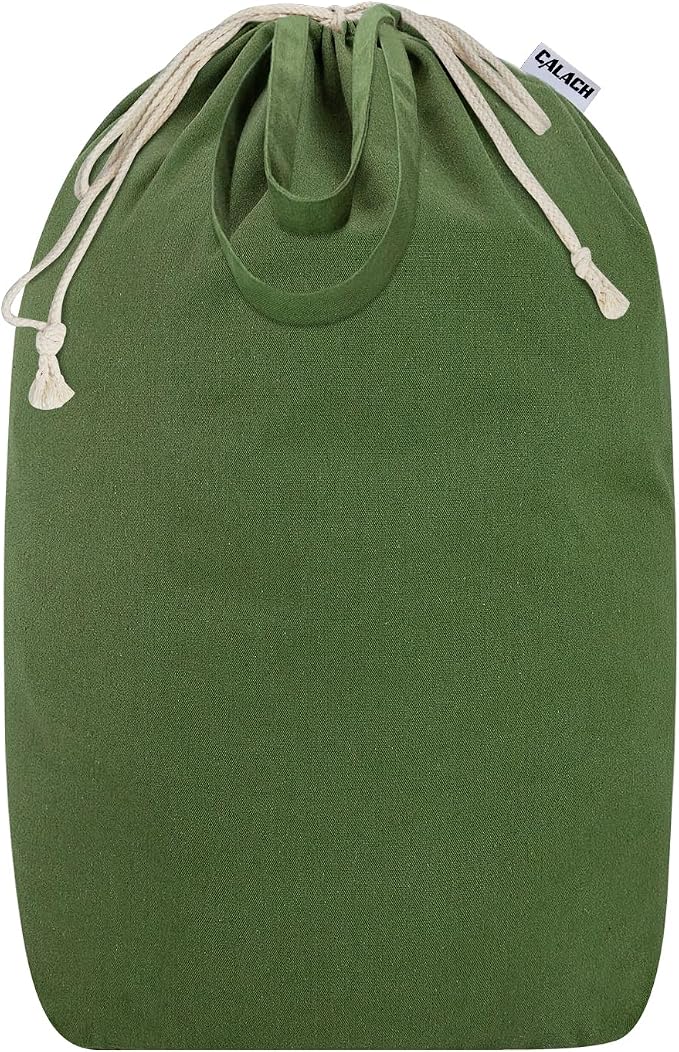 Canvas Laundry Bags with Handles & Square Base 13.8"Wx13.8"Dx27.6"H by CALACH