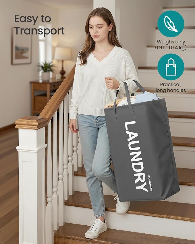 SONGMICS Laundry Hamper, 80L Foldable Basket, 2 Pack, Water-Repellent - Image 4