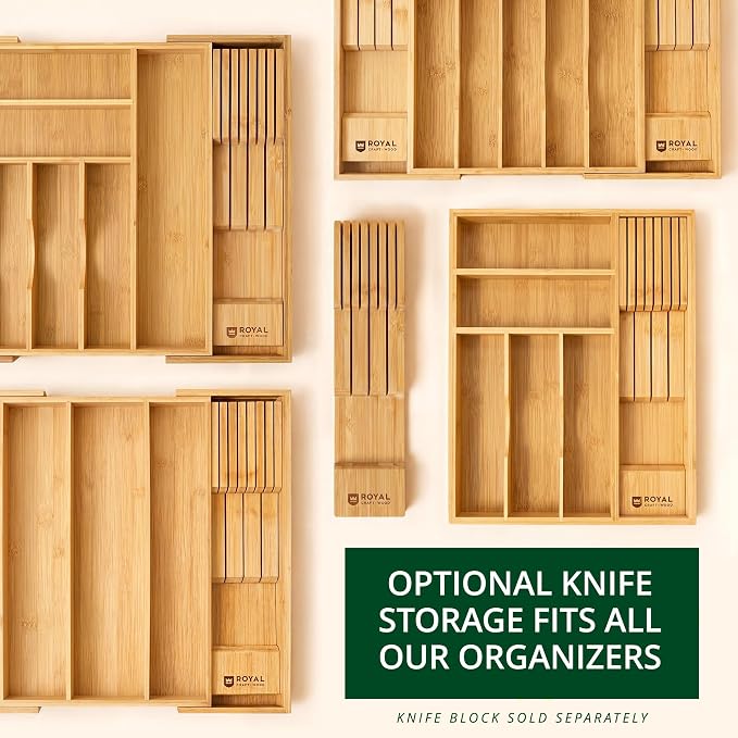 ROYAL CRAFT WOOD Luxury Bamboo Utensil Rack and Silverware Organizer, Kitchen - Image 10