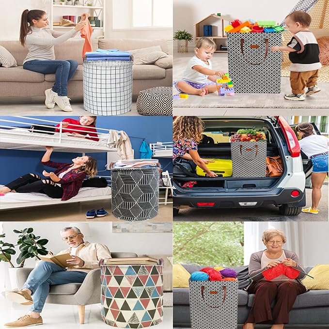 Waterproof Laundry Hamper Collapsible Laundry Basket Leather Handle Laundry Bag - Image 7
