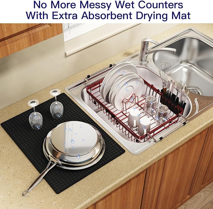 Red Dish Drying Rack Over The Sink - Image 6