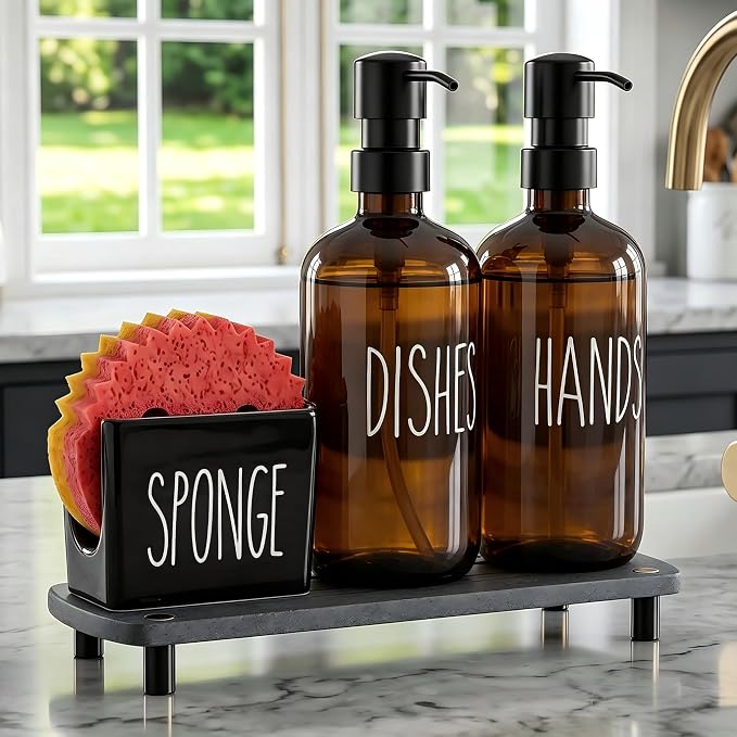 Cisily Amber Kitchen Soap Dispenser Set by CISILYHOMELIFE
