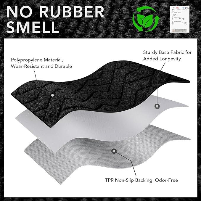hicorfe Dirt Trapper Indoor Doormat,20"x48" Welcome Door mat,Non Slip Backing Washable Door Mats,Absorbent and Resistant Low-Profile Entrance Inside Floor Mat for Front Back Door,Entryway (Black)