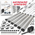 LED Under Counter Lights for Kitchen Touch Under Cabinet Lighting Built-in Adjustable Cable No Messy Wires! 6 Pcs Cabinet Light 3000K 2700Lm 5 External-Cable for Garage Pantry Closet Timer Smart Plug