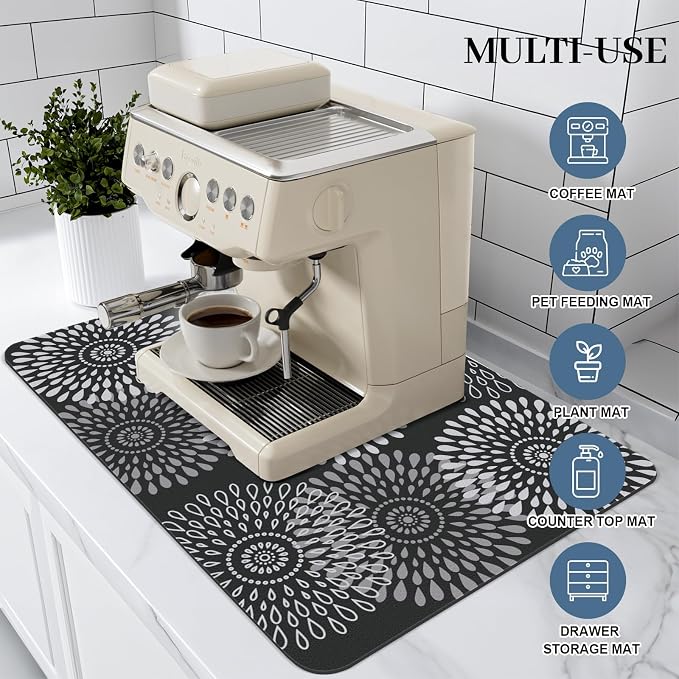 Dish Drying Mat Absorbent Kitchen Counter Mat Rubber Backing Draining Mat | - Image 3