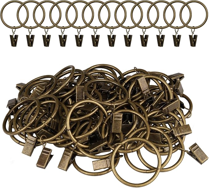 Curtain Rings with Clips, 44 Pack Metal Drapery Rings with Clips Hooks Hangers by Unknown