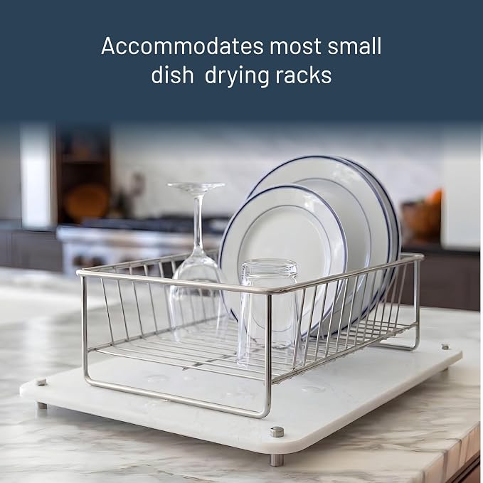 White Stone Dish Drying Mat for Kitchen Counter - Image 6