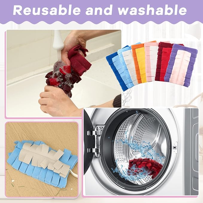 Zubebe 12 Pcs Reusable Duster Refills Fleece, Colorful | Soft Polyester Fiber - Image 5