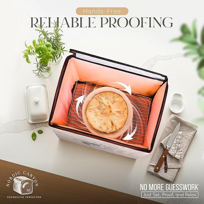 Bread Proofing Box – Sourdough Proofer with Temperature Control 68–120°F & 24-Hour Timer, Foldable Countertop Bread Proofer for Dough Fermentation (Beige)
