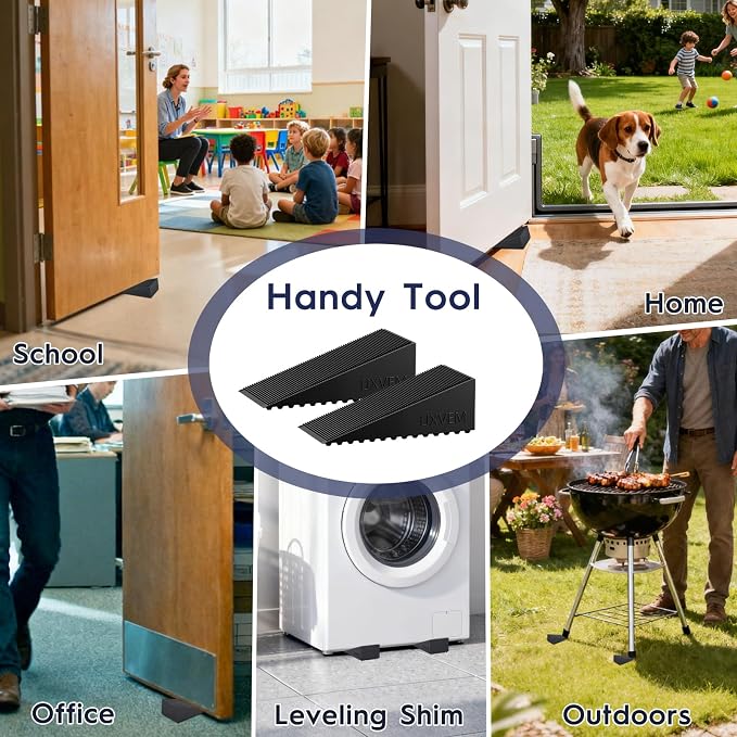 4-Pack Premium Rubber Wedge Door Stops, Solid Heavy-Duty Floor Door Stopper - Image 4