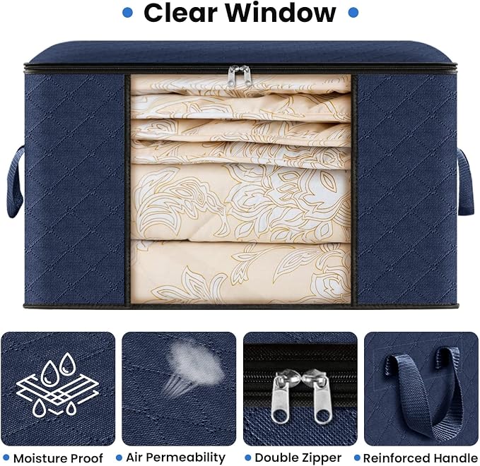 4 Pack Storage Bags for Clothes Blanket Storage Bins - Image 4