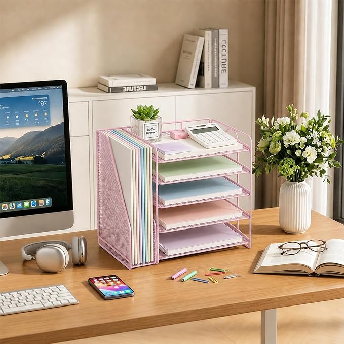 OPNICE Desk Organizer, 5-Tier Paper Organizer Letter Tray, Office Desk - Image 7