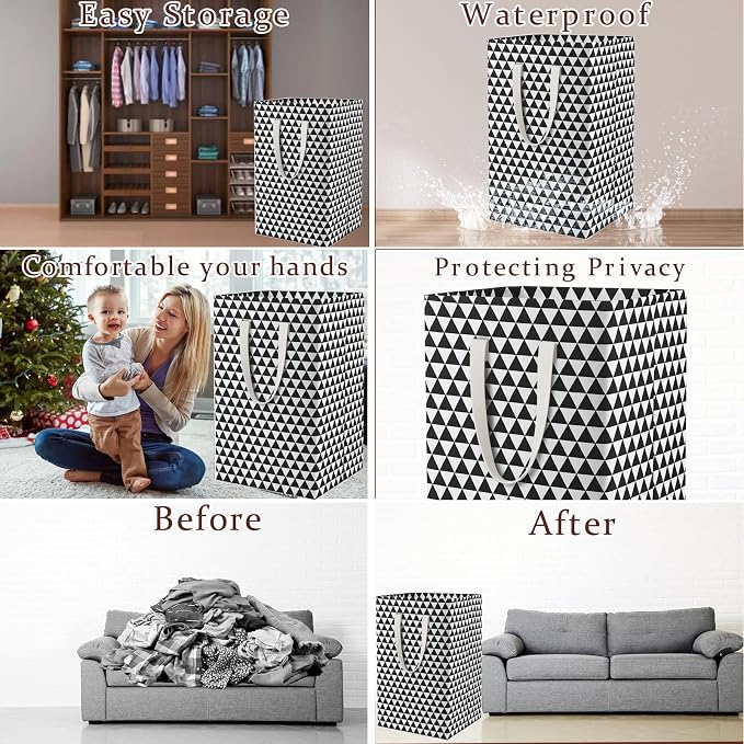 75L Waterproof Laundry Hamper Collapsible Laundry Basket Cotton Handle Laundry - Image 3