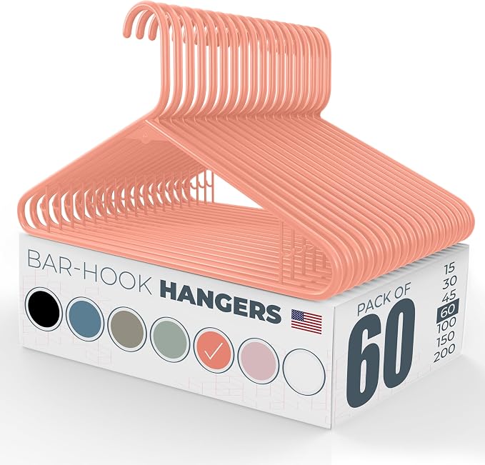 Plastic Hangers 50 Pack – Made in the USA – 6lb Capacity Standard Clothes by NeatiesHangers
