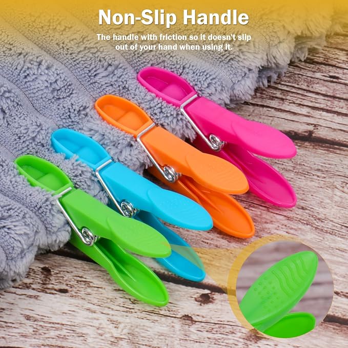 60 Pack Clothes Pins, Colored Plastic Clothespins, Strong Grip Laundry Clips - Image 3